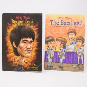 2 Books Who Was Bruce Lee Who Were the Beatles Paperback Illustrated Biography